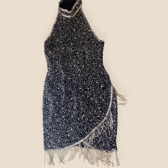 AJ BARI Vintage beaded fringe dress SZ 10